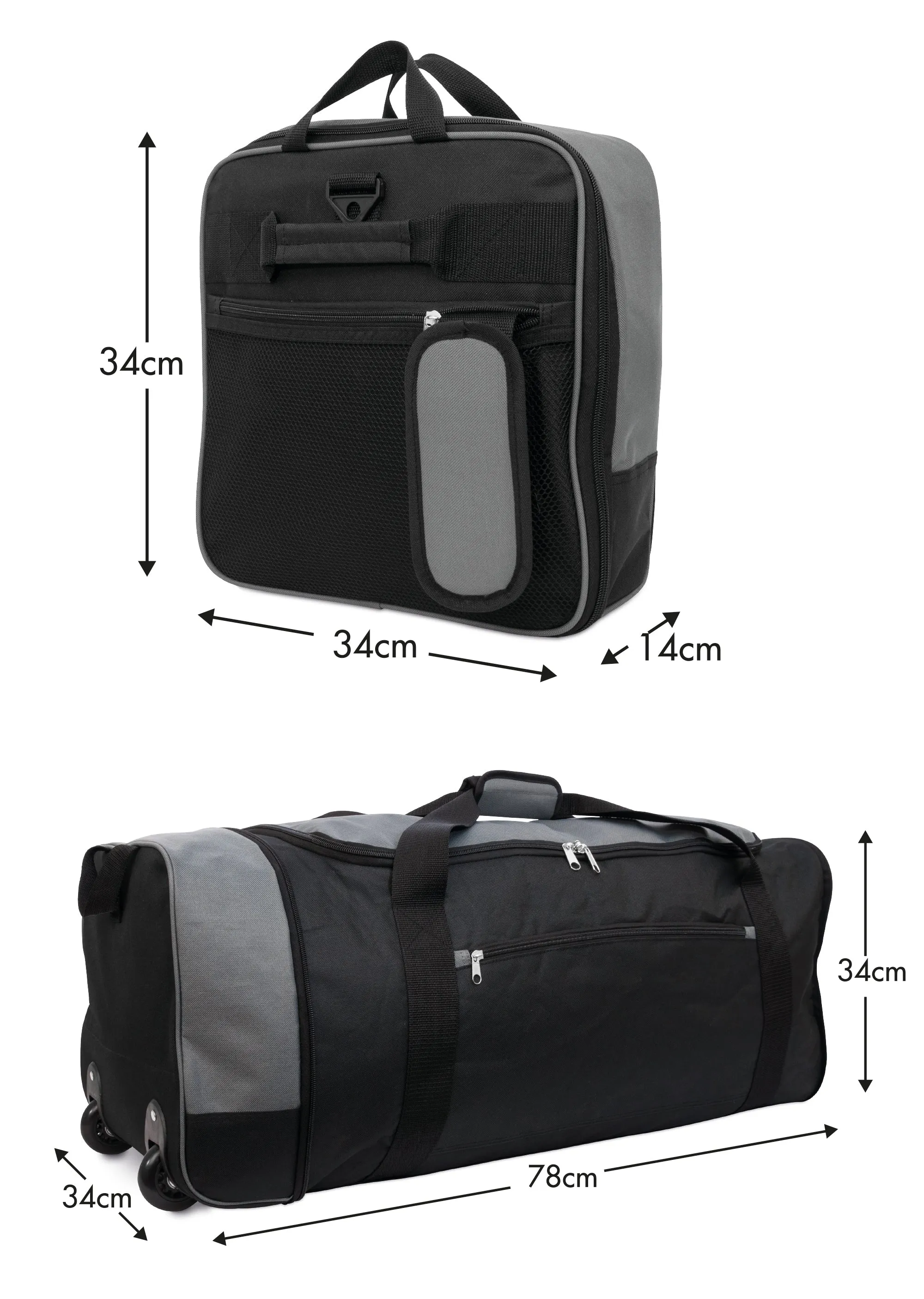 Large Travel Bag With Wheels (Grey) - iN Travel