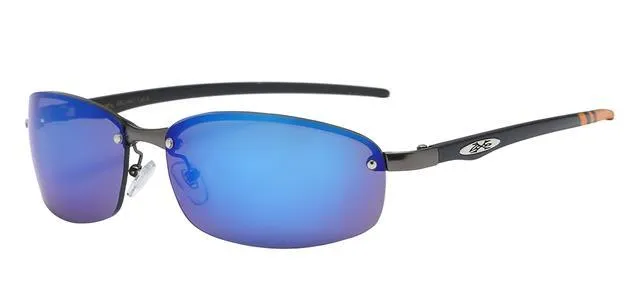 Men's Oval sports Semi-Rimless Xloop Mirrored Sunglasses