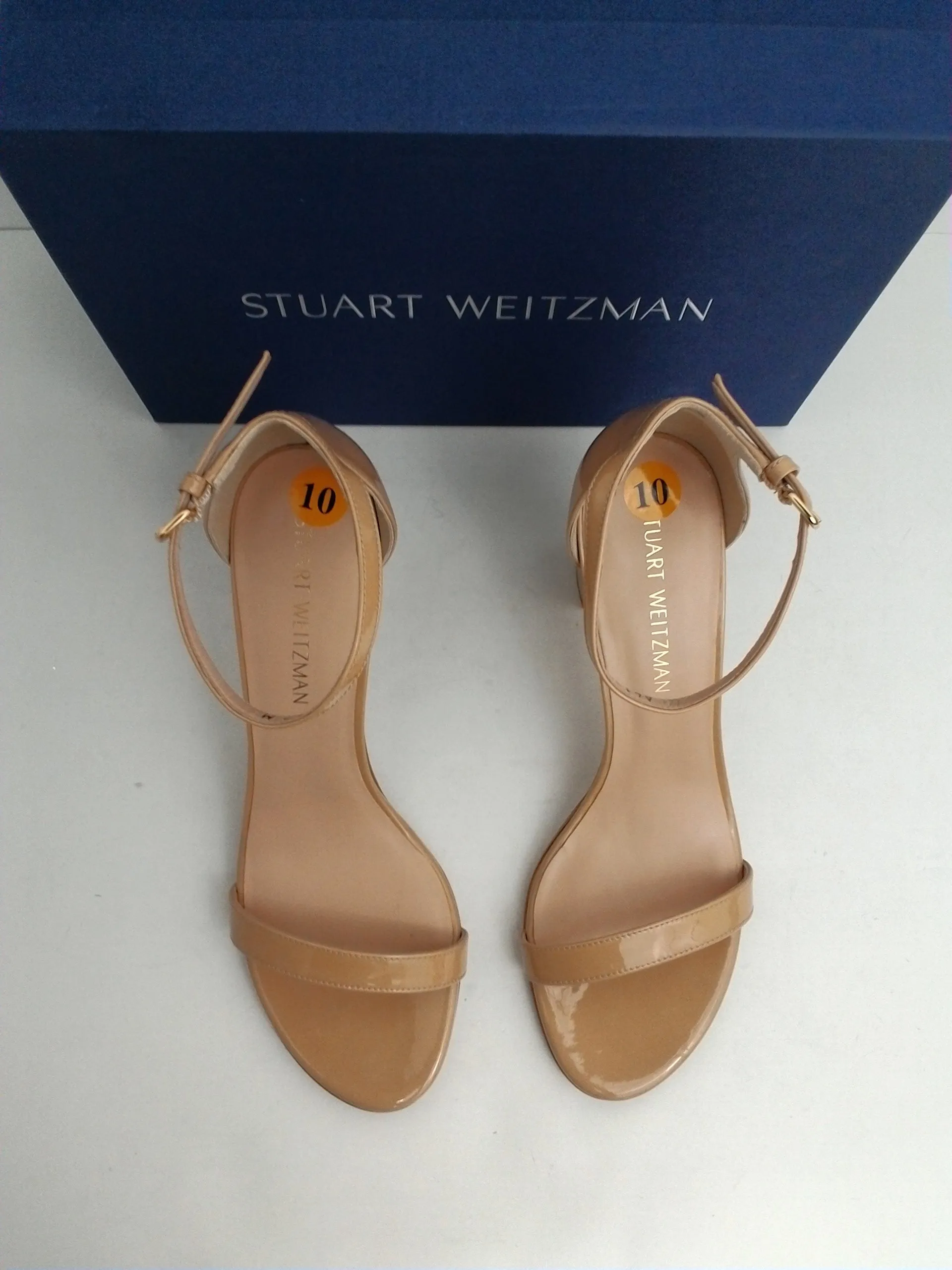 Stuart Weitzman Women's Nearlynu Adoani Leather Heeled Sandal Size 10 M